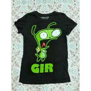 VTG Mighty Fine Invader Zim GIR Graphic T-Shirt Black Cotton Nickelodeon Mens M